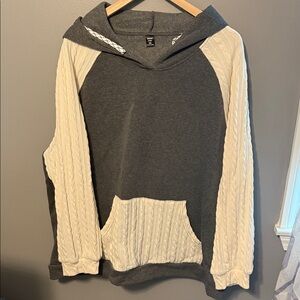 Cozy Gray and Cream Women's Hoodie Sweater